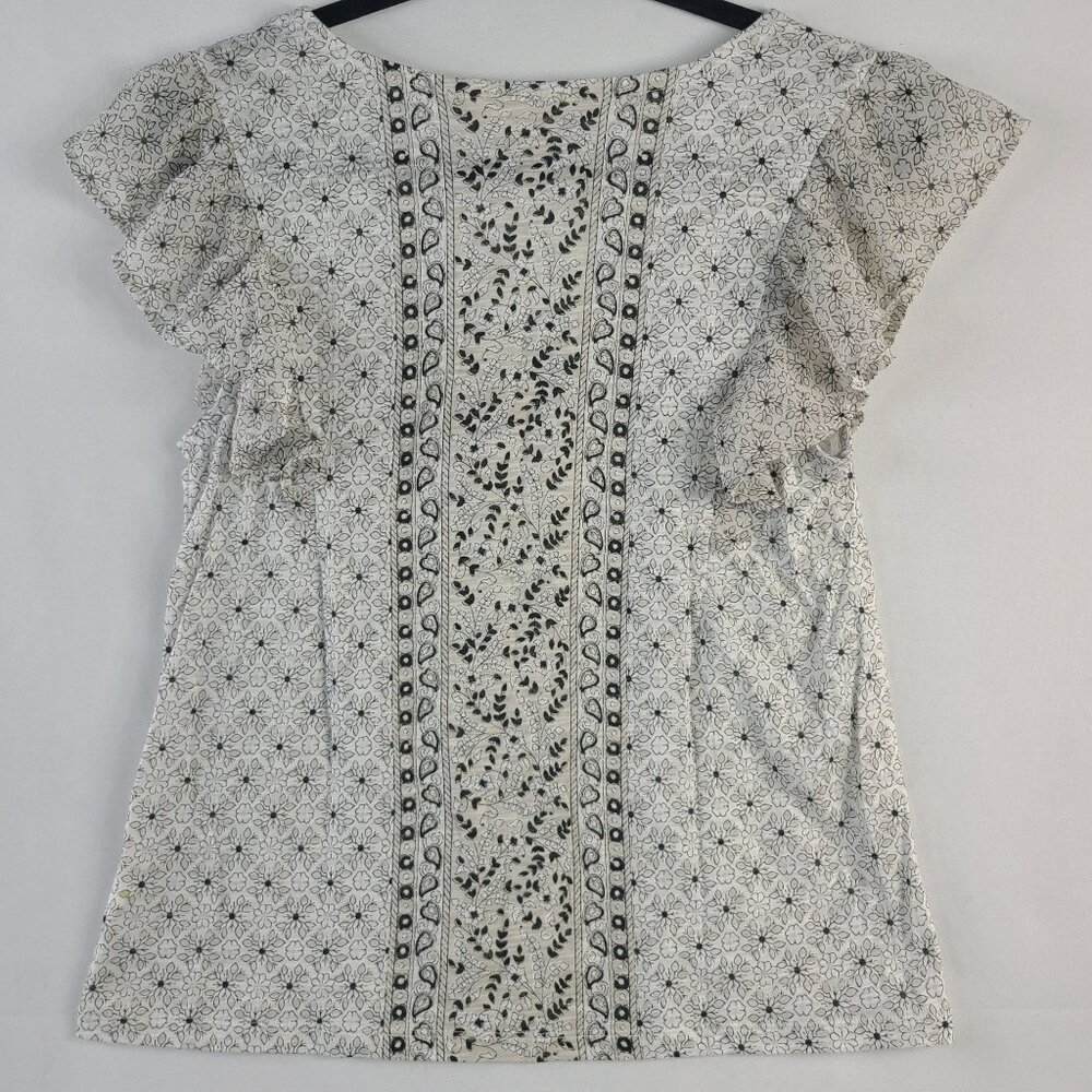 Lucky Brand Womens Ruffle Sleeve Floral Printed Top Small - Picture 9 of 9